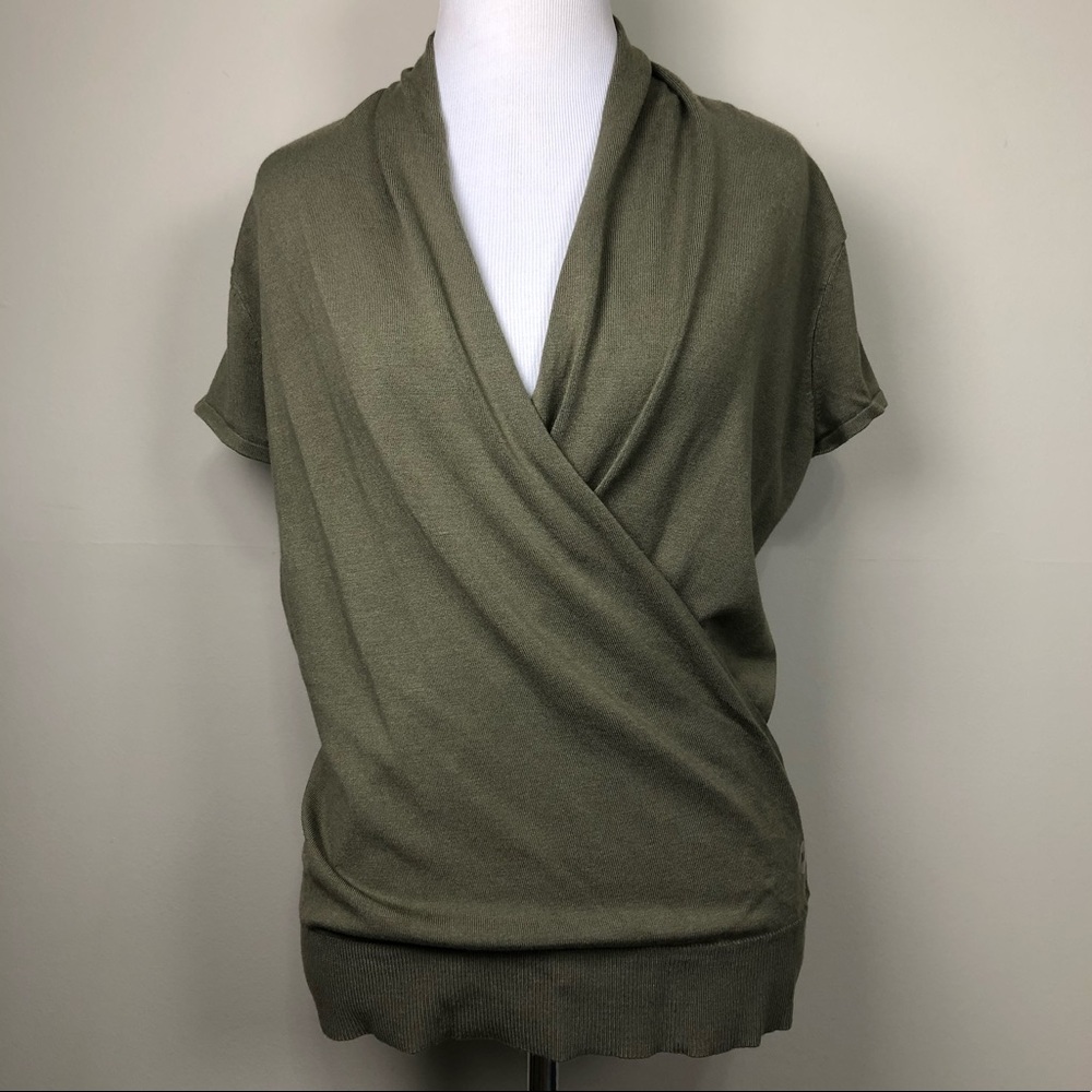 NWT NY&CO green faux wrap top medium